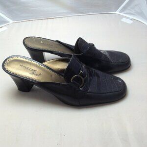 Madeline Stuart Womens Brown Slip On Closed Toe Heels Buckle Front Shoes 9.5M
